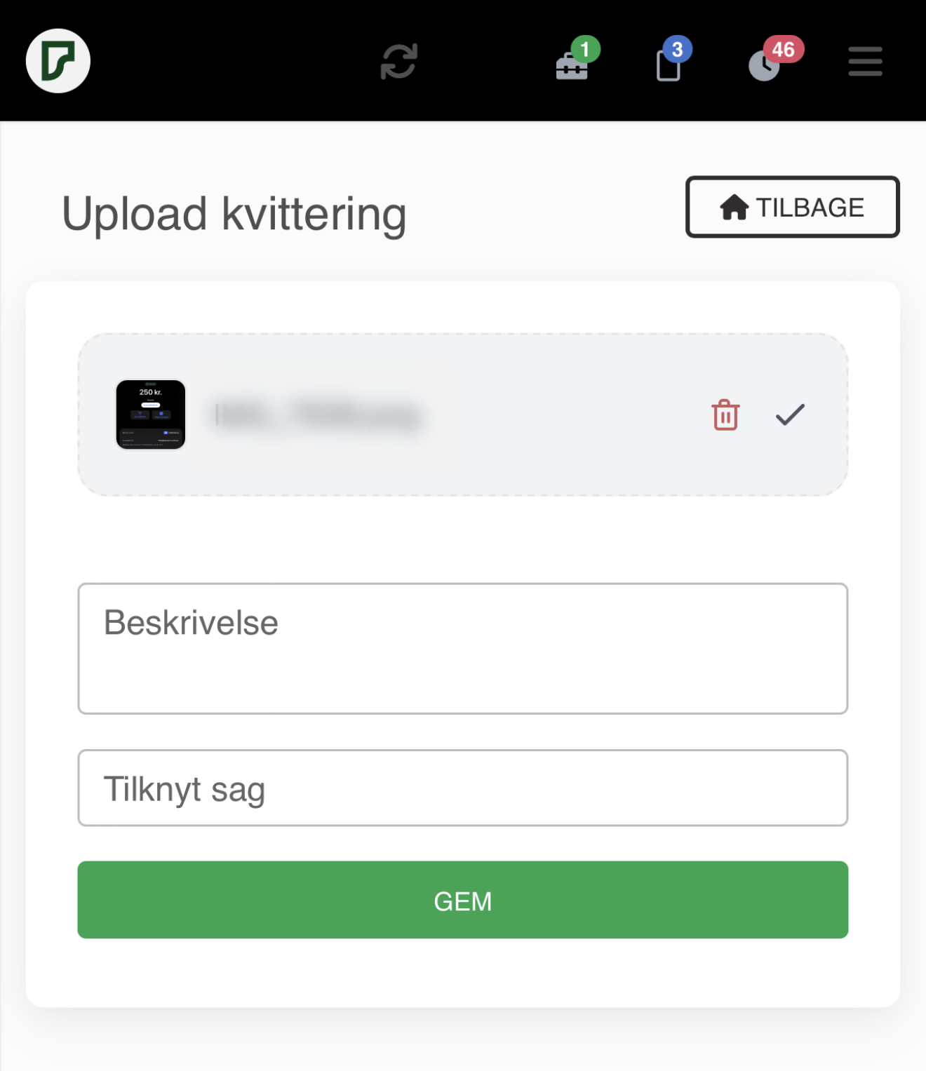 Beskrivelse i app