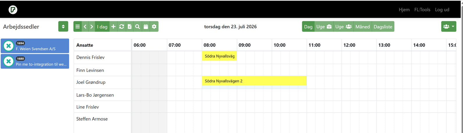 Fordel tiden i kalenderen