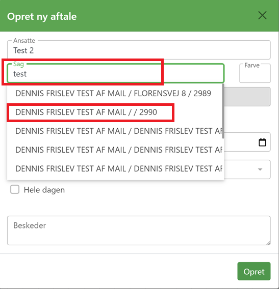 Udfyld oplysningerne på eventet