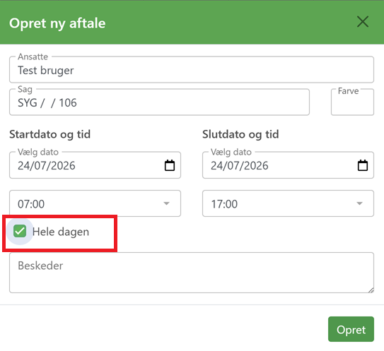 Sæt flueben i Hele dagen